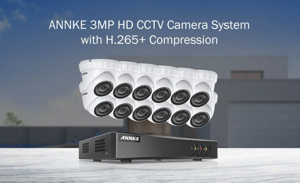 ANNKE 16CH HD 3MP CCTV система 5в1 DVR 12 шт. TVI купольная камера безопасности Открытый Всепогодный PIR детектор движения домашний видео комплект