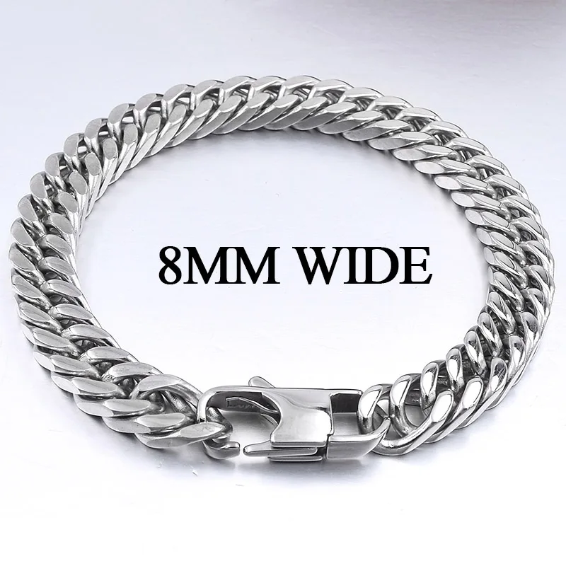 8MM WIDE Moorvan Рождественский подарок мужской браслет из нержавеющей стали модный стиль, 21 см 10 мм браслет для мальчиков и женщин - Окраска металла: 8MM WIDE