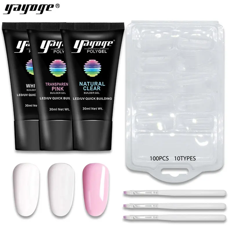 p16-set01-3p Yayoge УФ-полигель-лак для ногтей Быстрый строительный склад США Гель-лак для ногтей набор с УФ светодиодной лампой - Цвет: p16-set01-3p