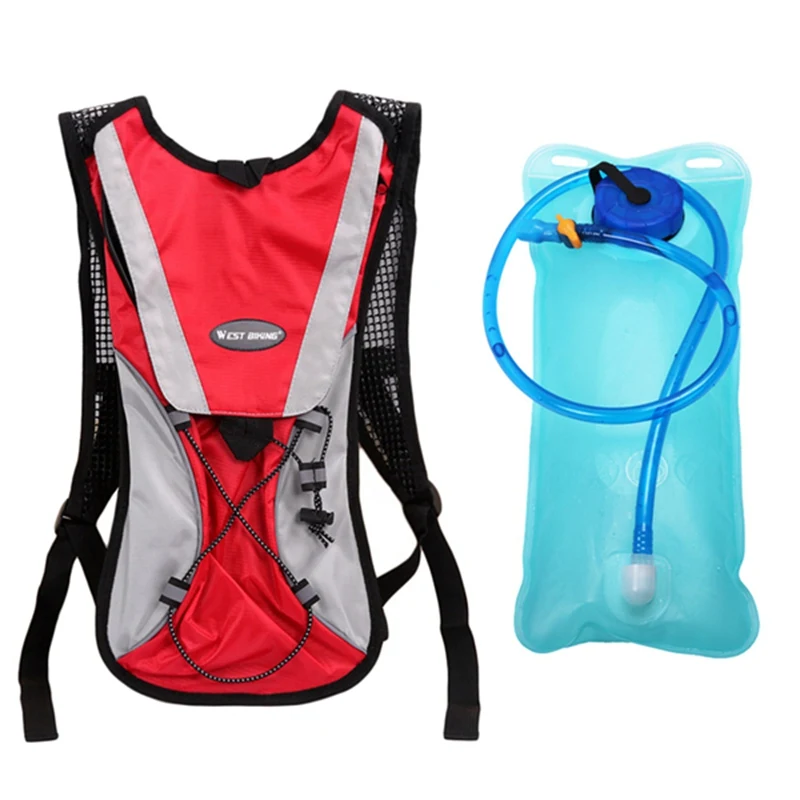 Red andwaterbag WEST BIKING 2.5 L Portable Water Bag Cycling Backpack Wide Mouth Hydration Water Bladder Bag Bike Sports Cycling Bicycle Bag - Цвет: Red andwaterbag