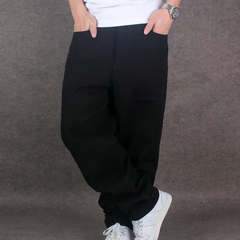 Весна 2019 мужские Свободные мешковатые джинсовые брюки для скейтборда черные