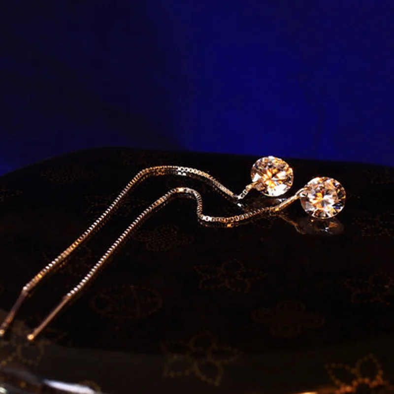 Новые серьги капли для женщин модная длинная цепочка циркониевые ювелирные