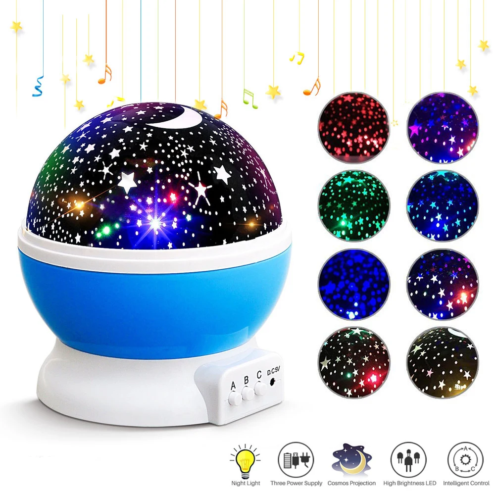 

Star Projector Children Night Light LED Romantic Rotation Night Lamps 8 Modes Changing Flashing Starry Sky Room Lamp For Kids