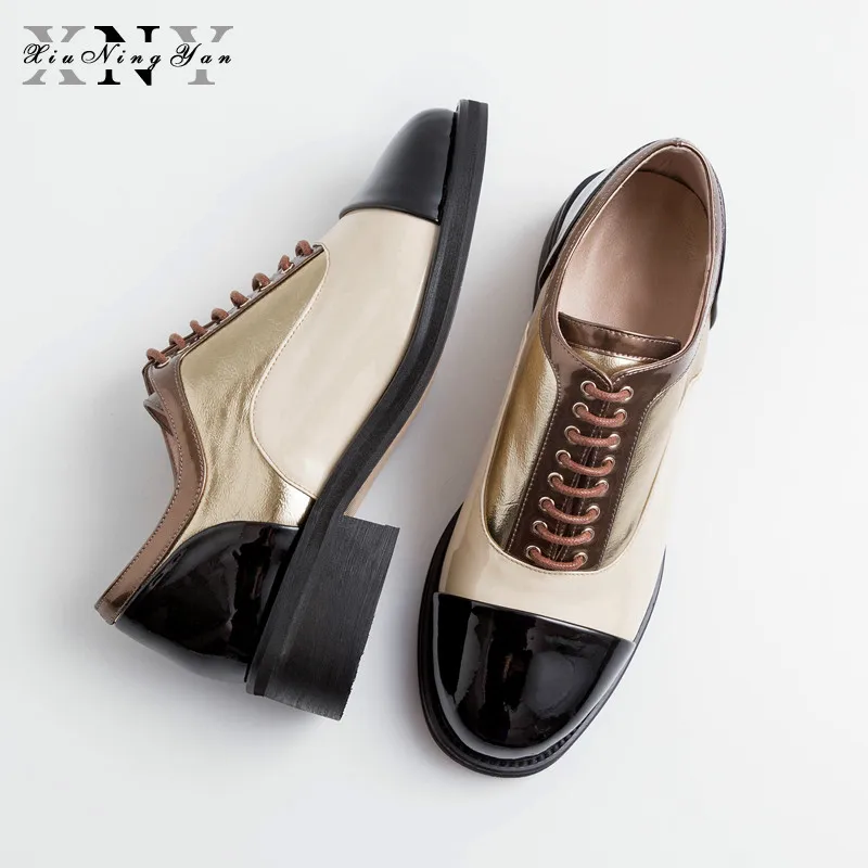 Женские туфли оксфорды Xiuningyan повседневные Броги из 100% натуральной кожи с