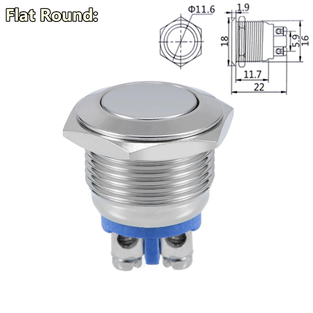 Металлический кнопочный переключатель IP67 водонепроницаемый круглый Мгновенный