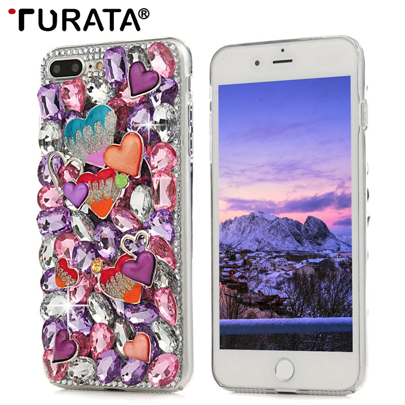 3D горный хрусталь чехол для iPhone 6 S 7 8 Plus Блестящий Кристалл Алмазный Samsung Galaxy S8 Sony