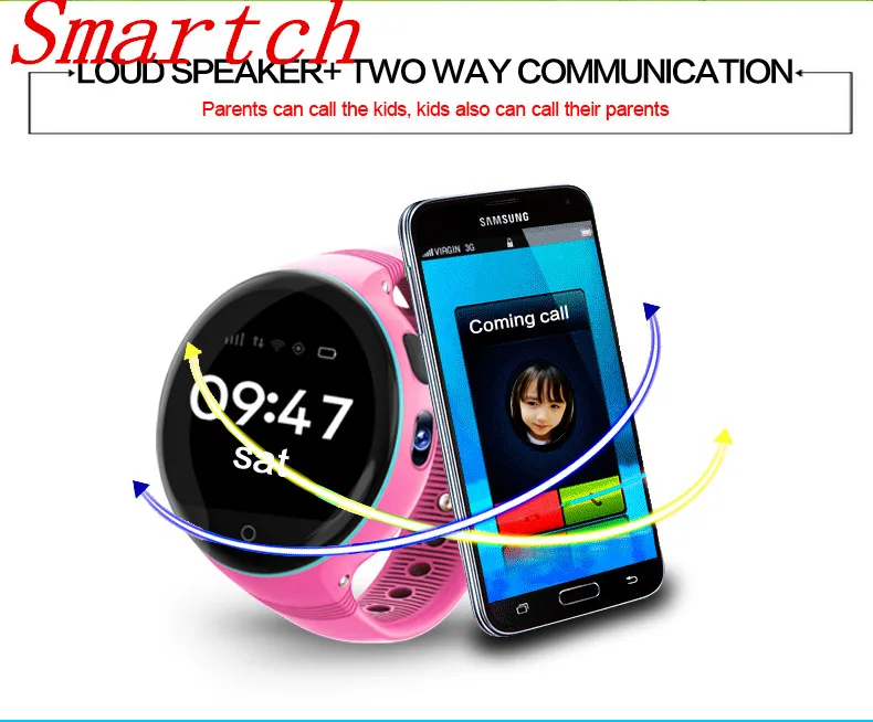 Smartch S668 Дети gps Смарт часы IP54 Водонепроницаемый круглый экран наручные с функцией