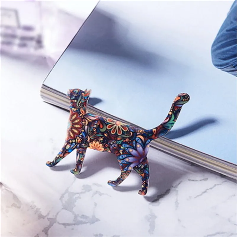 

Trendy Plated Kitten Animal Acrylic Brooch Jewelry Clothing Corsage Brooch Woman Accessories yinghaoBC17Y051M2