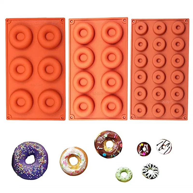 6/8/18 Holes Donut Silicone Mold Chocolate Silicone Mold Ice Cubes Soap Cookies Mould Jelly Fondant Molds Cake Baking Tools