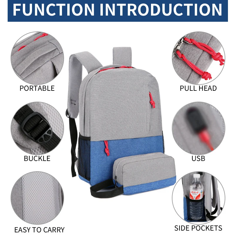 Нейлоновый рюкзак для путешествий с USB зарядкой женщин и мужчин