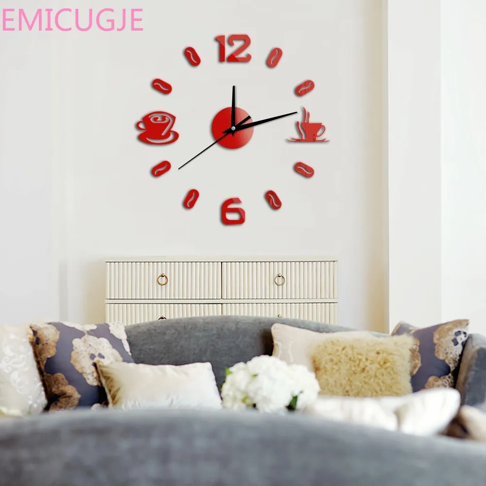 3D настенные часы для кухни домашний декор с цифровым номером кофейная чашка DIY