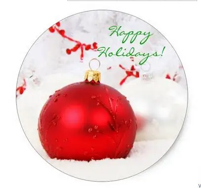 

1.5inch Christmas Red And White Happy Holidays I Classic Round Sticker