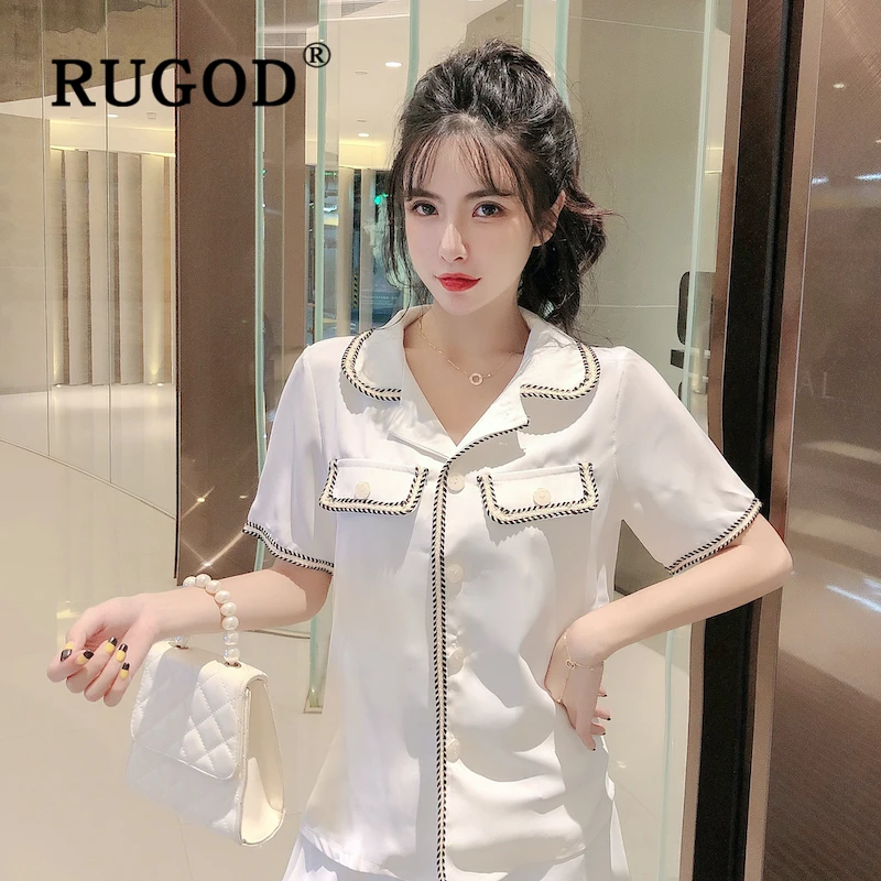 RUGOD корейский шикарный женский офисный костюм из 2 предметов модные рубашки с