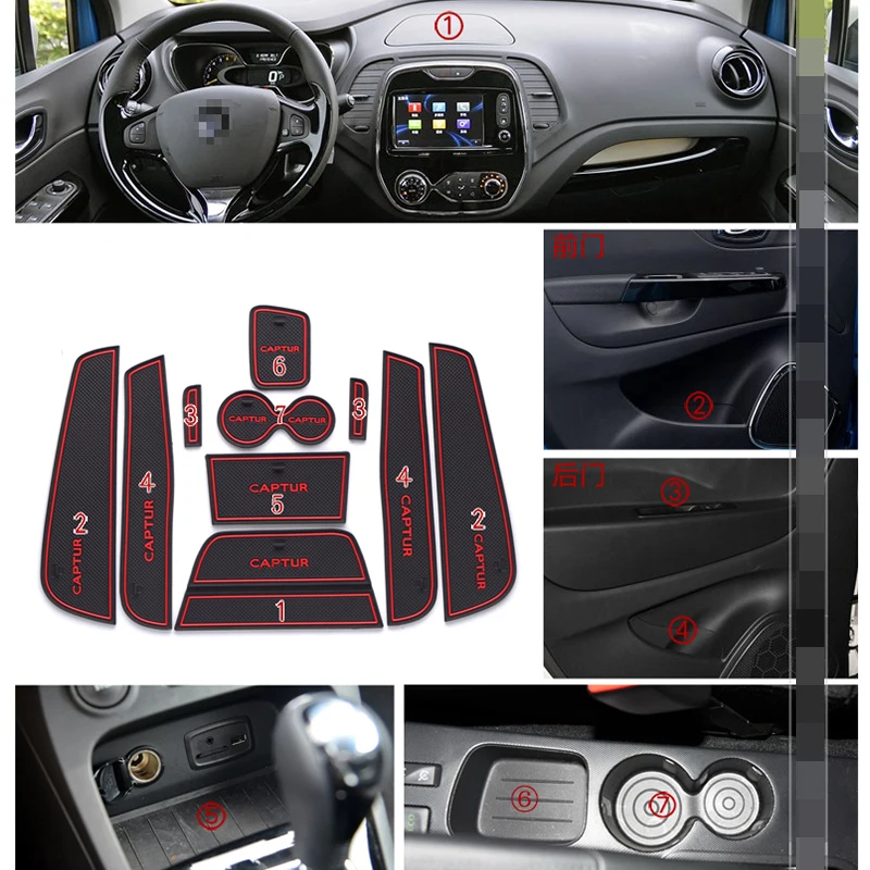 OVERE 10 шт./компл. для Renault Captur коврик интерьера автомобиля дверные ворота Слот