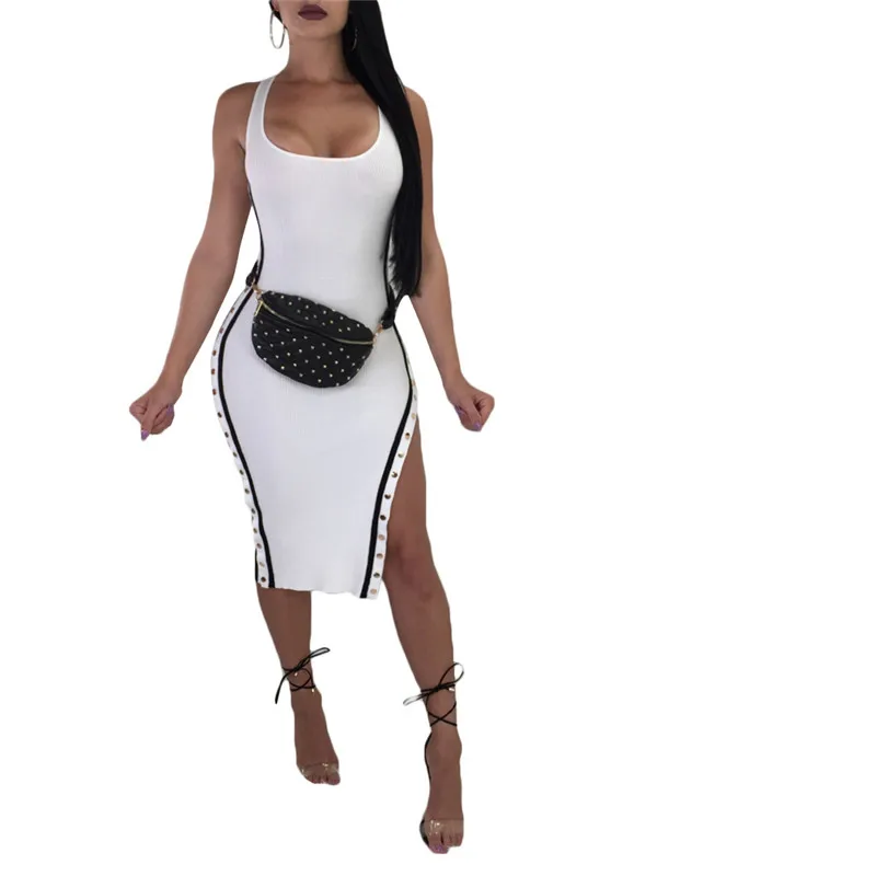 Женское платье майка без рукавов Adogirl повседневное облегающее средней длины на