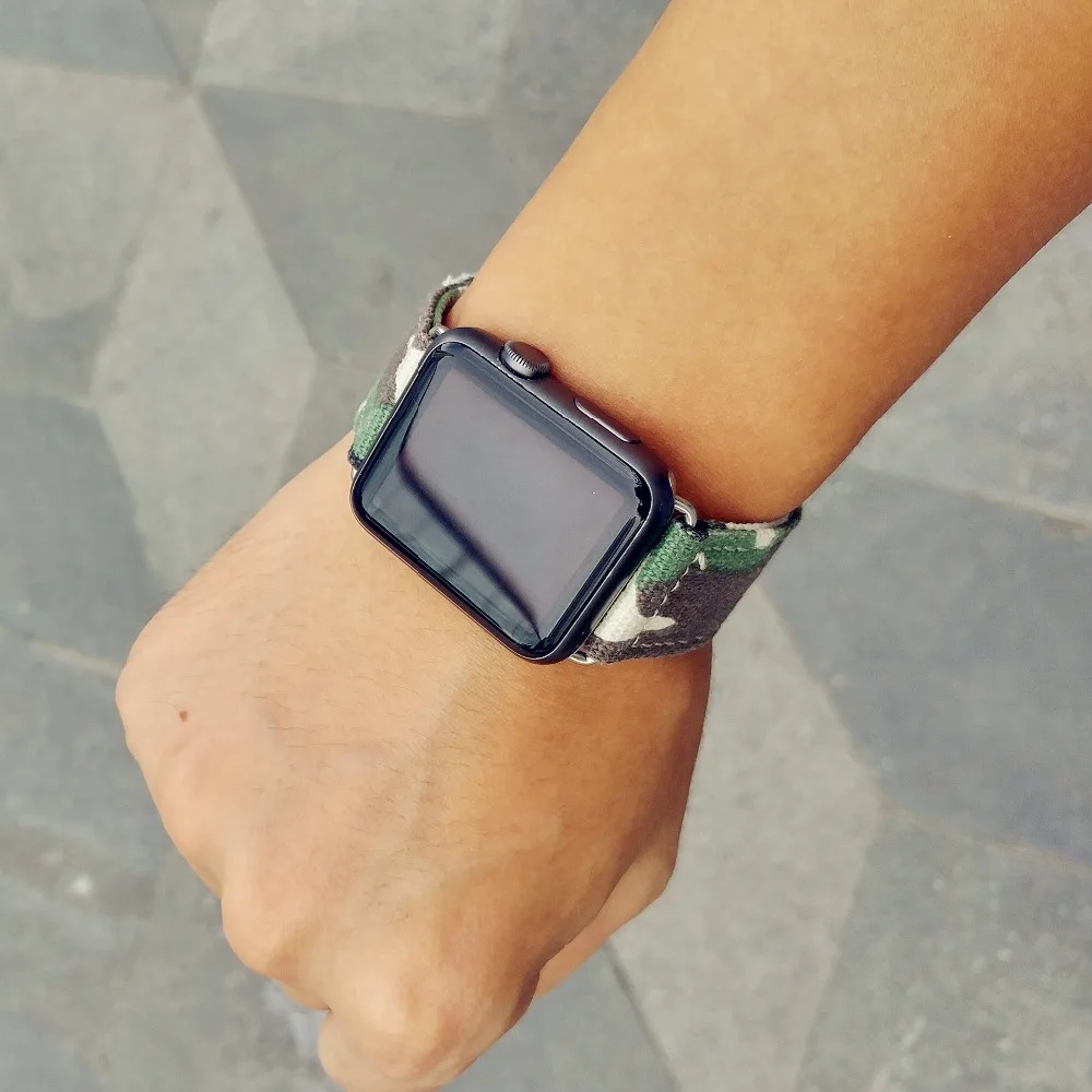 YUKIRIN камуфляж наручные ремень полотно холста для Apple Watch Series 4 3 2 1 нейлоновый ремешок для iwatch мужской 44 мм 42 мм 40 мм 38 мм