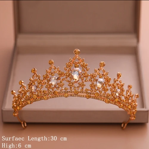 Champagne gold Хрустальные Свадебные короны для невесты, корона для волос, тиара, золотые свадебные аксессуары для волос, Хрустальная свадебная тиара для женщин, свадебные украшения для волос - Окраска металла: Champagne gold