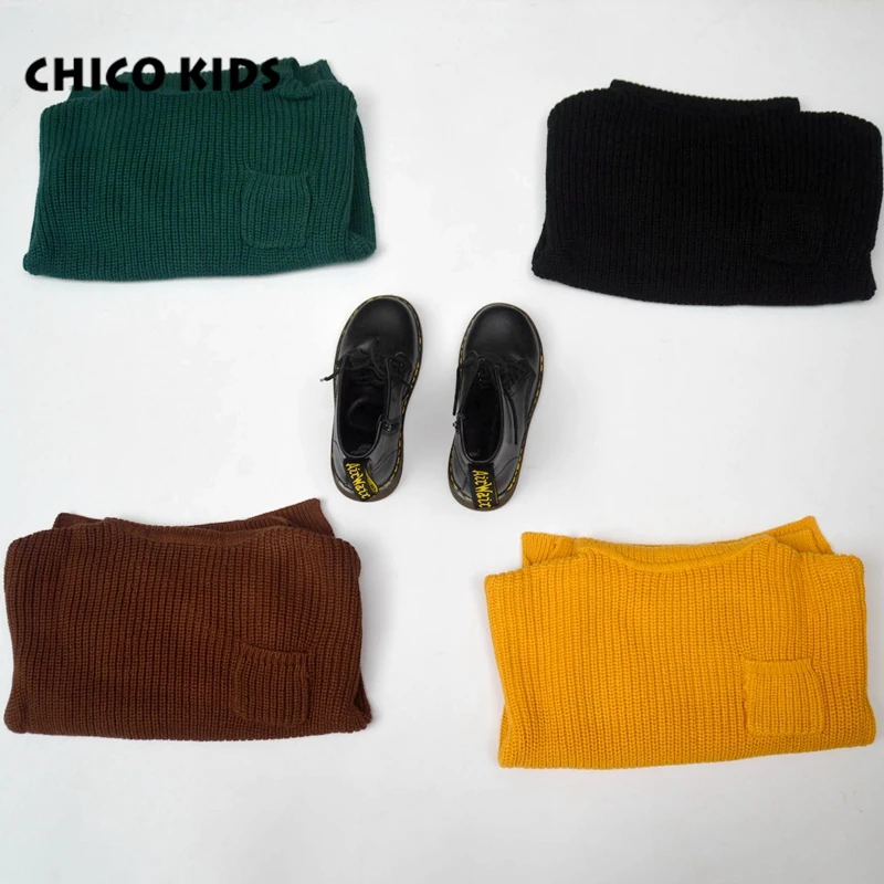 Детский свитер горчичного цвета с длинным рукавом для девочек и мальчиков 12m 5t