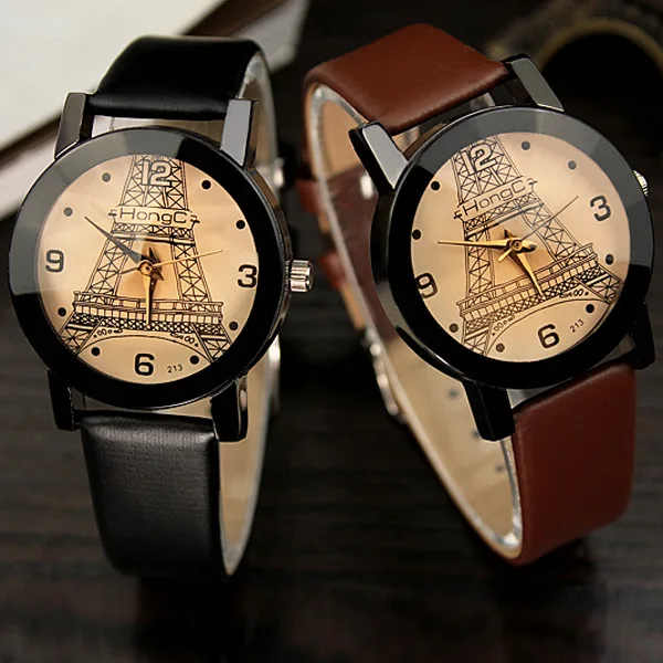 Модные часы с героями мультфильмов Башня Женева женские кожаным ремешком и