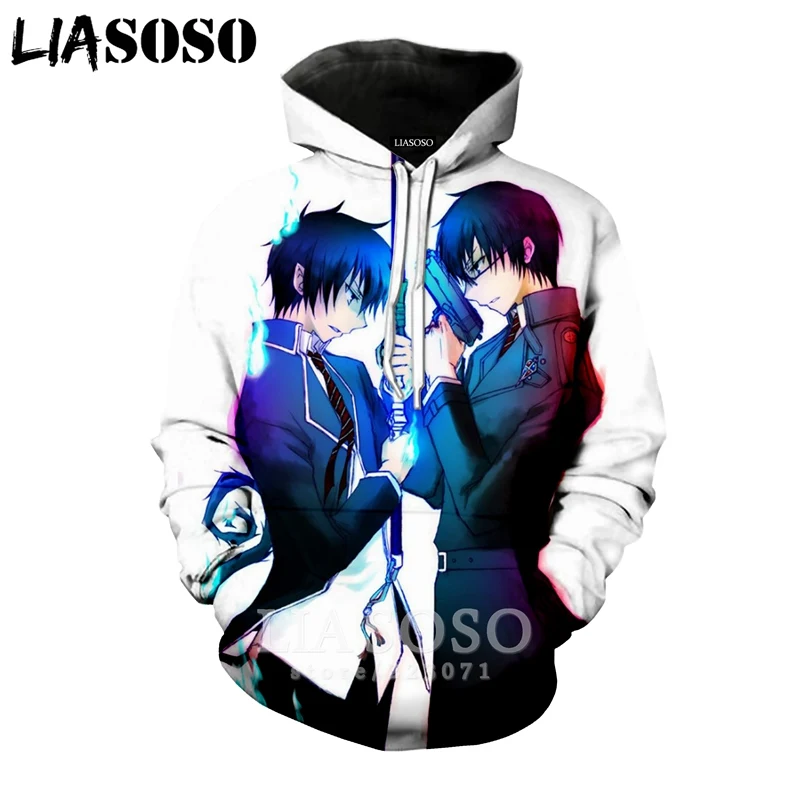 LIASOSO новинка зимы 2019 модная мужская и женская толстовка с 3D принтом аниме синий