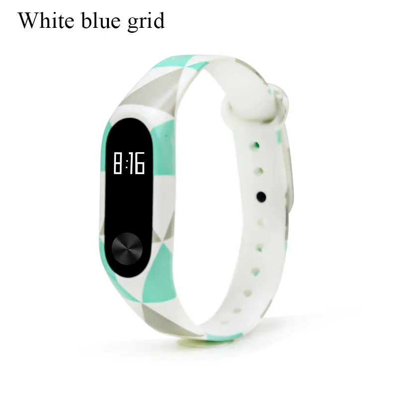 Модный цветной браслет mi band 2 с разноцветными цветами, сменный силиконовый браслет pulsera correa mi band, 2 ремешка для xiaomi mi 2 - Цвет: White blue grid