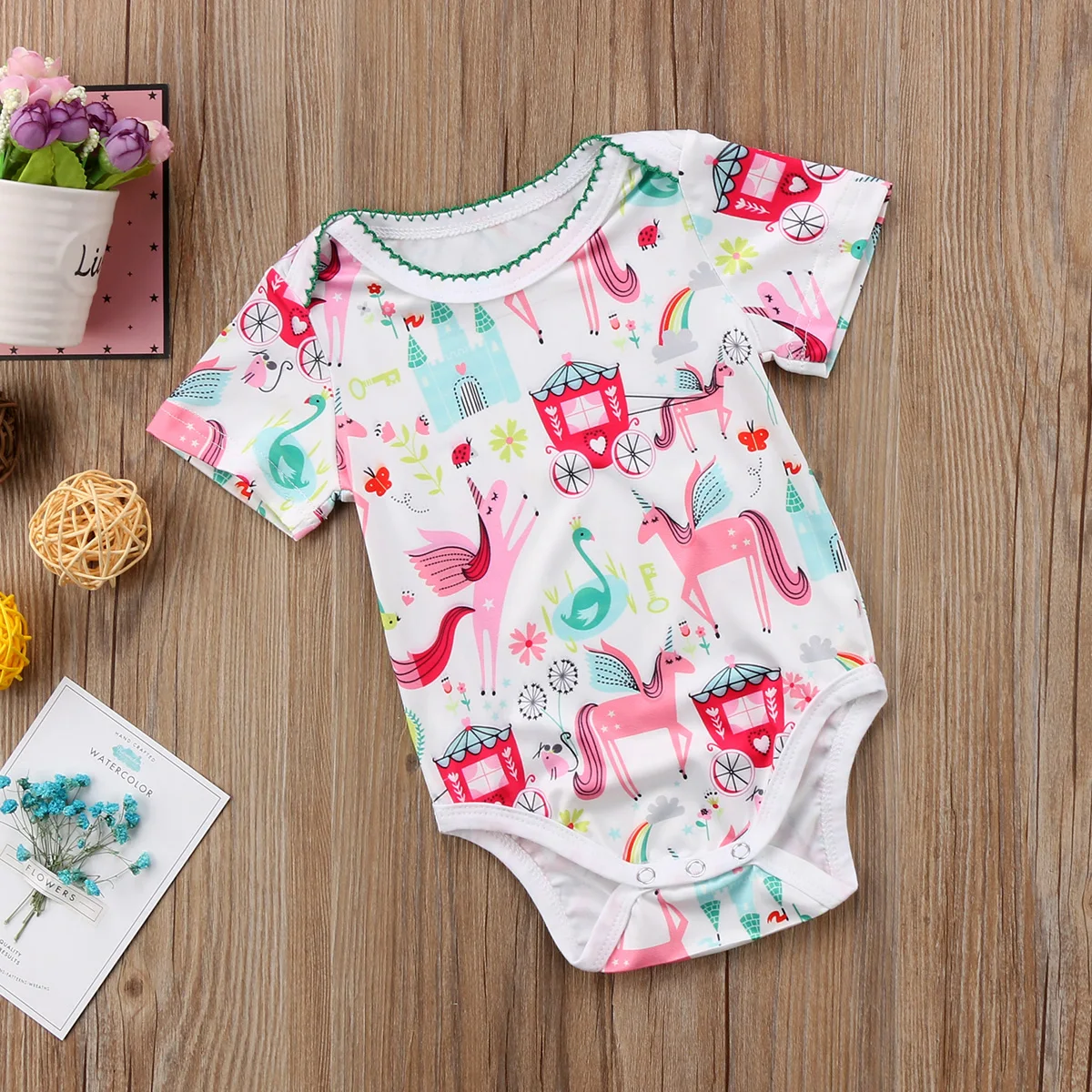 Милый детский Единорог комбинезон для новорожденных девочек хлопковая одежда