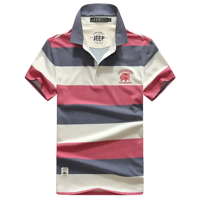 JEEP брендовые летние мужские рубашки поло с коротким рукавом из чистого хлопка