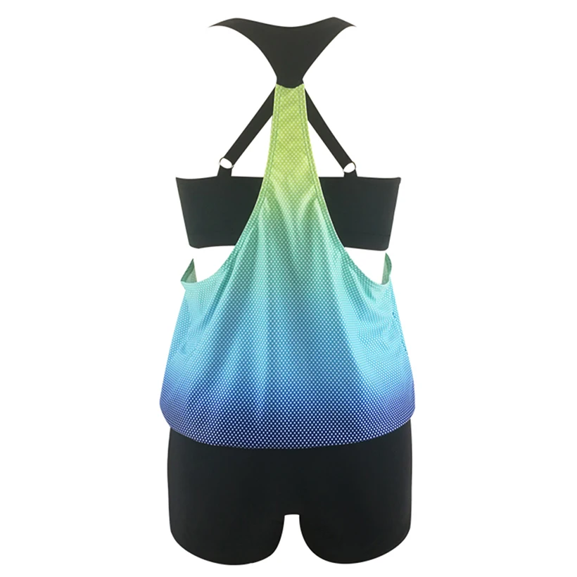 Плюс Размеры купальники Для женщин спортивные бикини жилет топы и шорты Комплект