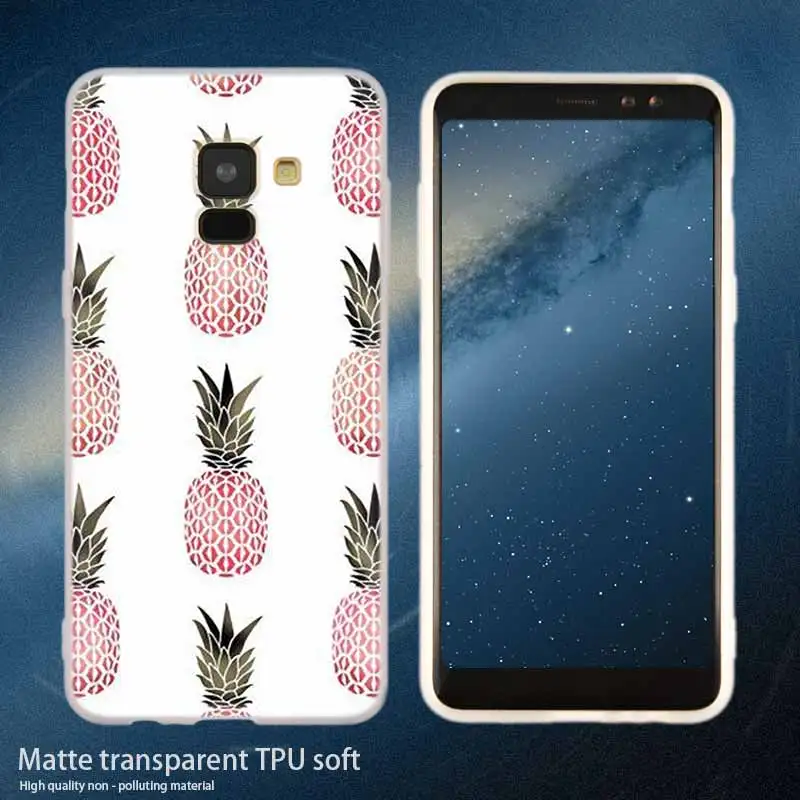 Silicone 1 Ананас Мягкая обложка чехол для телефона для samsung Galaxy A50 A10 A20 A30 A40 A60 A70 A6 A8 плюс A7 A9 A3 A5 A90 - Цвет: Silicone 1