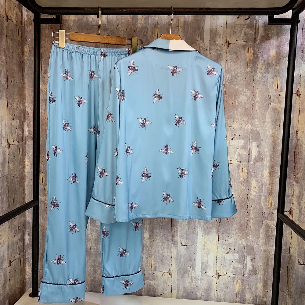 Пижамные костюмы пижама из натурального шелка топ с коротким рукавом и брюки