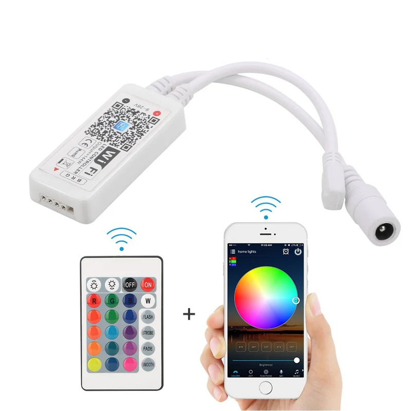 IR 24Key WiFi Мини Bluetooth WiFi светодиодный контроллер DC 5 в 12 В для RGB/RGBW СВЕТОДИОДНАЯ лента SMD 3528 5050 2835 управление музыкой и домом WiFi контроллер - Испускаемый цвет: IR 24Key WiFi