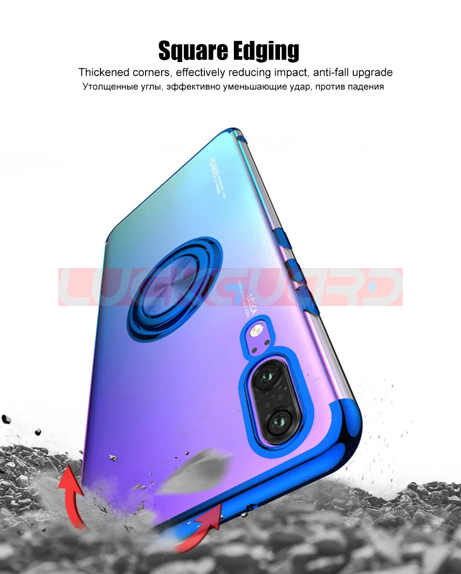 Силиконовый чехол для huawei P30 P20 Pro mate 30 20 10 Lite Honor V10 V20 Nova 5 5i, мягкий чехол с магнитным кольцом, прозрачная задняя крышка из ТПУ