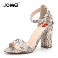 women ankle strap sandals snake print square heel fashion pointed toe ladies fashion shoes 2019 new women sandals