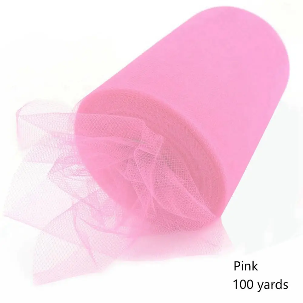 Pink FENGRISE 100 ярдов тюлевые свадебные декорации, свадебное украшение 15 см тюль рулон для наружной церемонии, дня рождения, рождественской вечеринки - Цвет: Pink
