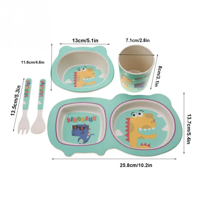 Набор посуды для кормления детей 5 шт./компл. бамбуковое волокно мультяшная