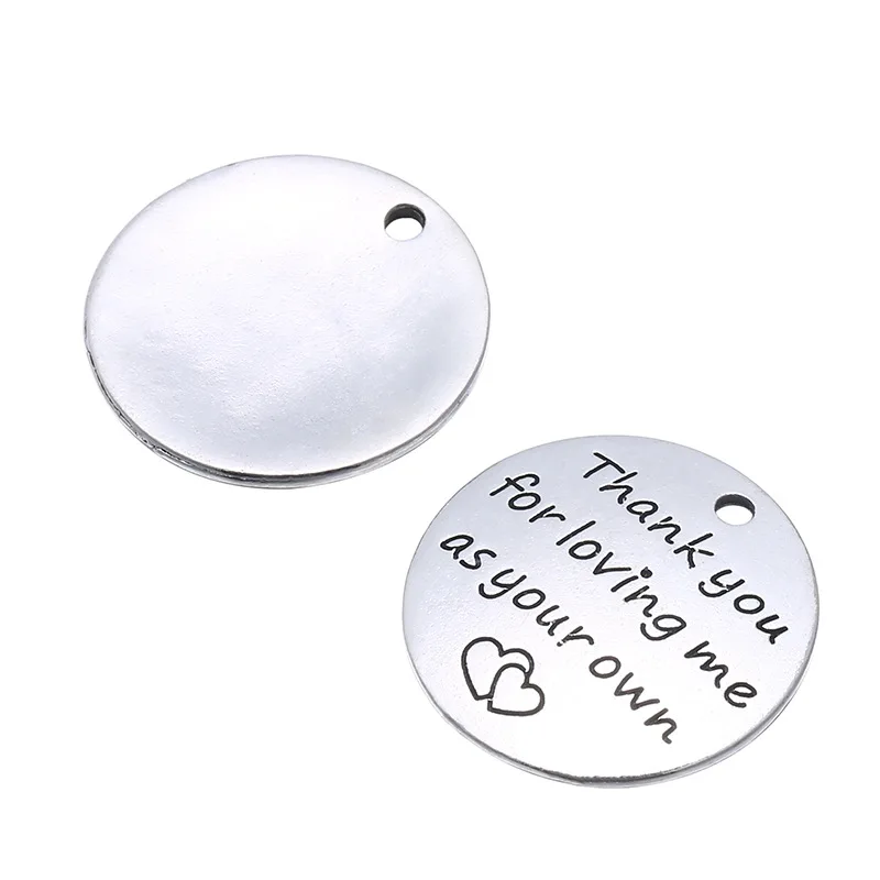 Yamily 8 шт. 25 мм античный серебряный тон спасибо для любящих мне как ваш собственный