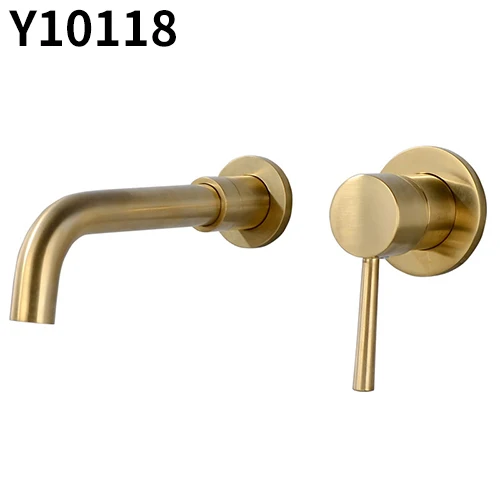 gold tap Frap высокое качество, круглый 2 отверстия, настенный смеситель для раковины, смеситель для ванной комнаты, кран с одним рычагом, матовый черный Y10116 - Цвет: gold tap