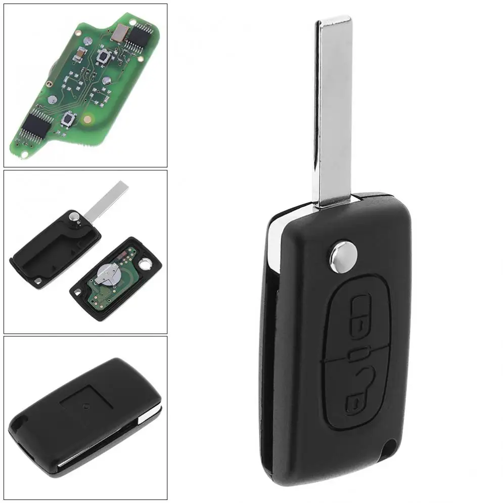 

2 Buttons Keyless Uncut Flip Remote Key Fob with PCF7941 Chip and HU83 Blade for Peugeot