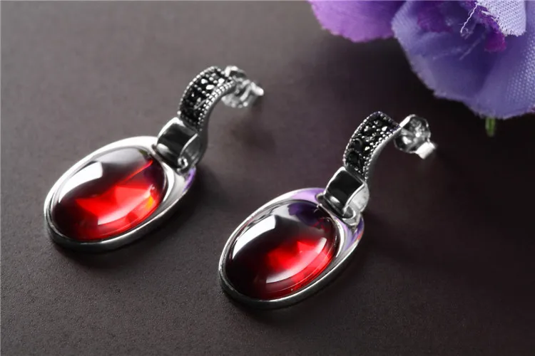 FNJ 925 серебряные серьги для женщин гранат S925 висячие из серебра пробы марказит