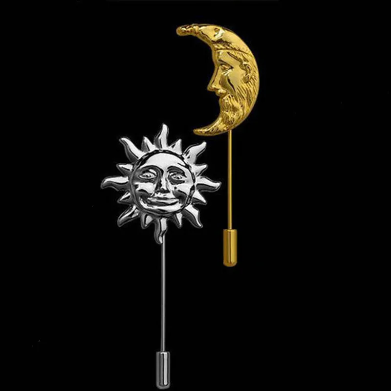 Unisex Men Sun Moon Brooch Pins Collar Suit Stick Breastpin Lapel Pin Accessories For Gift | Украшения и аксессуары