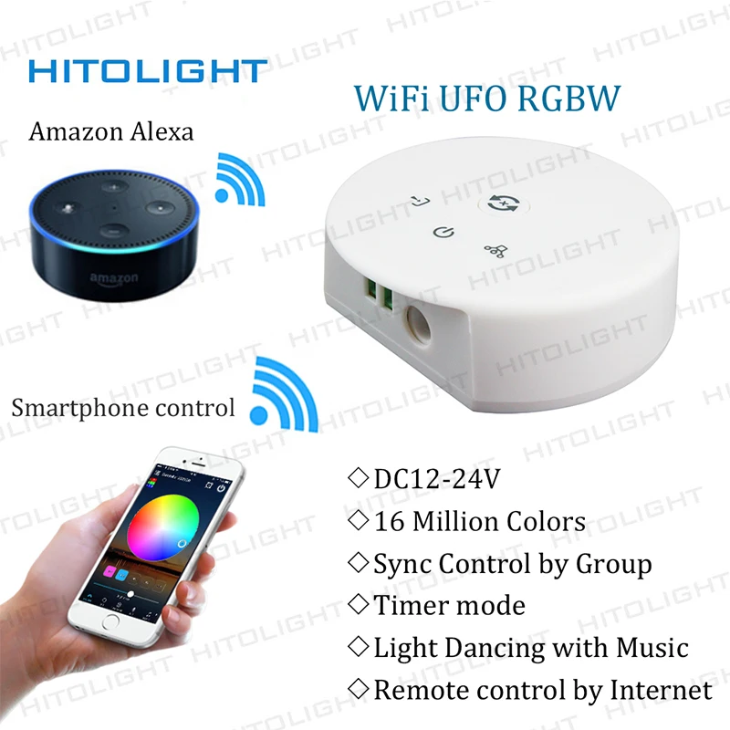 Wi-Fi UFO RGBW лента для управления освесветильник от AmazonAlexa GoogleHome Smart Phone + IP65/IP20 5M 300LED 5050