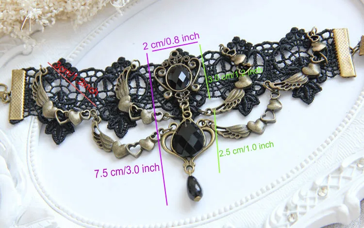 Женский браслет ручной работы с черными кружевными бусинами и подвесками|jewelry