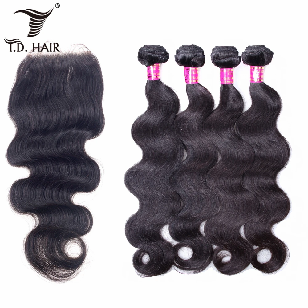 

Body Wave Bundles With 4*4 Lace Closure Pre Plucked Hair Line 100% Human Hair Bundles with Closure