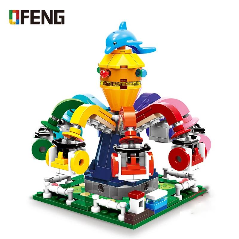 XB01108 красочный мир город улица вид спиннинг Осьминог строительный блок парк