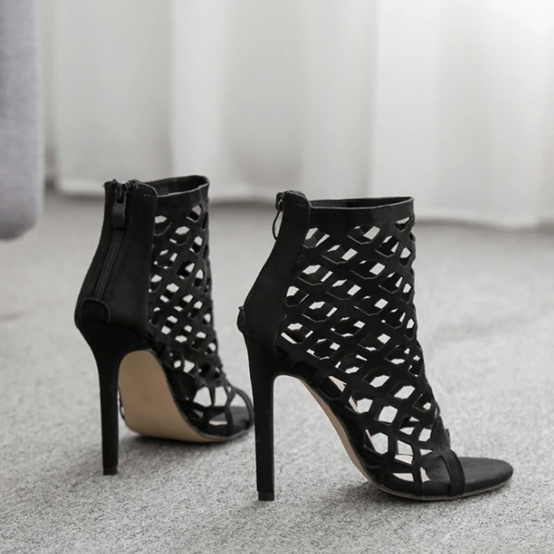 Женские сандалии на шпильках с открытым носком полой подошве|Боссоножки и