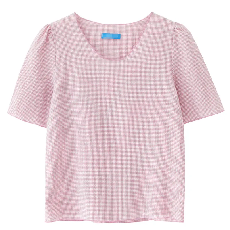 Jielur футболка женская летняя с коротким рукавом модная шикарная клетчатая v