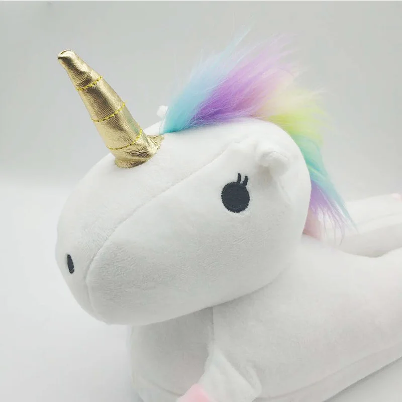 Новинка обувь унисекс с единорогом для взрослых плюшевая изображением животных