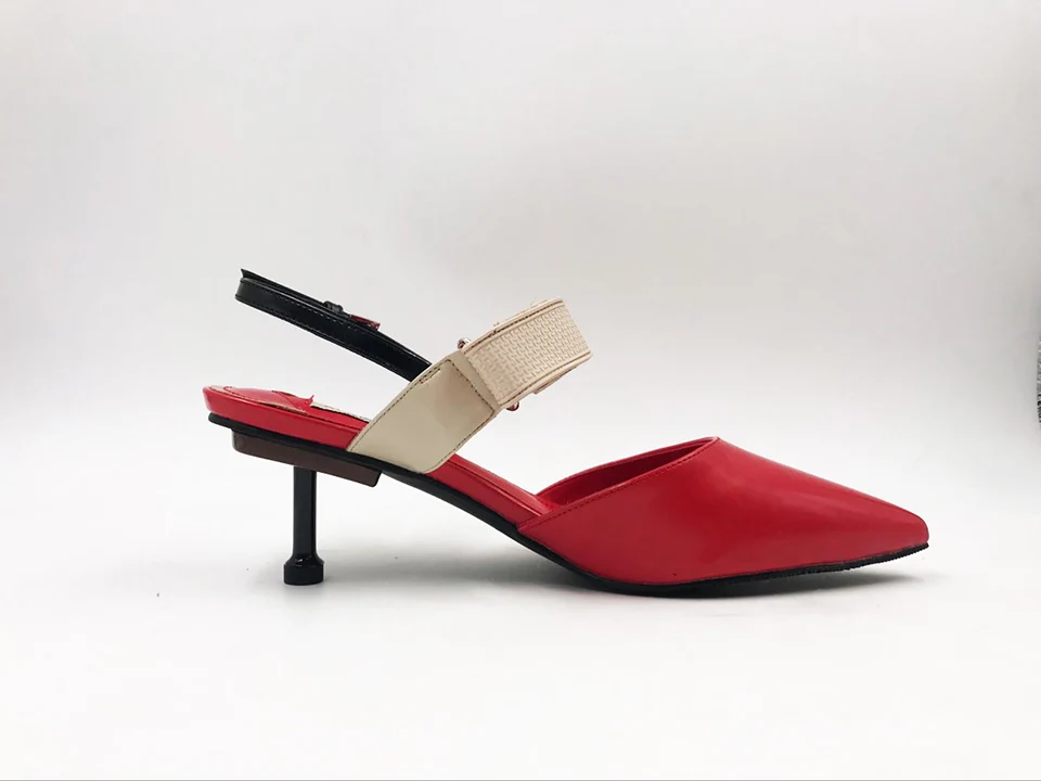 Средний Указательный палец маленький размер классический Slingback низкий насосы красный котенок марка Размер 4 34 золото Женская обувь