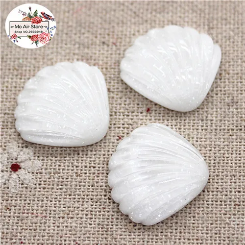 20 шт смесь цветов смолы Блестящий seashell Flatback Кабошон DIY волос Лук Центр Скрапбукинг Ремесло - Цвет: white 20pcs