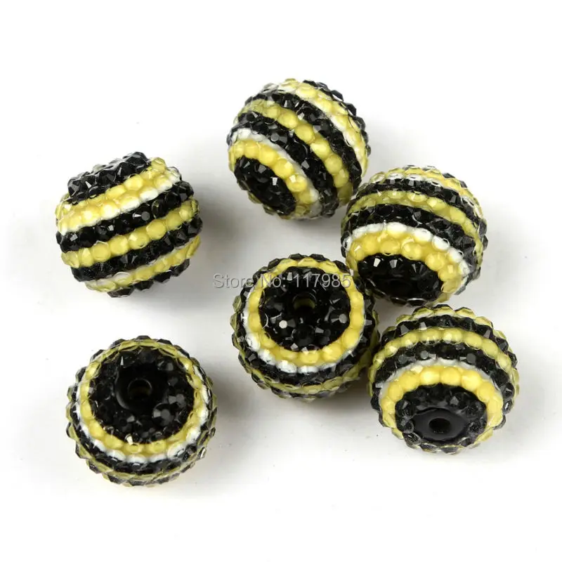 Распродажа 10 шт 22 мм желтые черные полосатые прозрачные бусины со стразами из